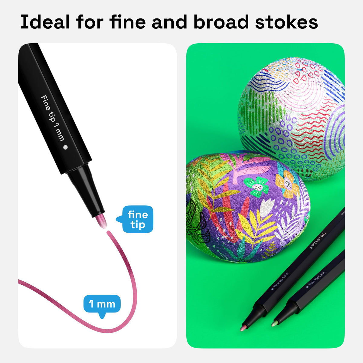 ARTISTRO 12 metallic pens for fabric marking with smooth color