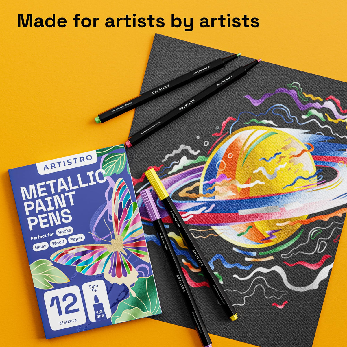 ARTISTRO 12 metallic pens for plastic and metal surfaces for bold labels