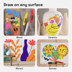 Artistro markers work on fabric, wood, paper, and more for DIY crafts.