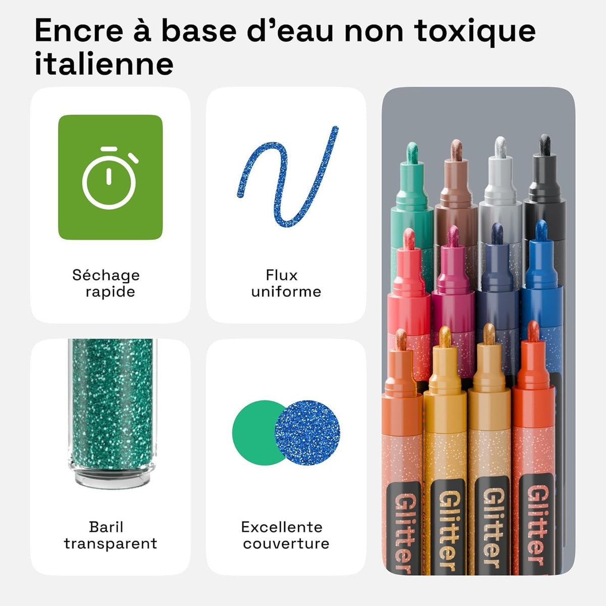 ARTISTRO glitter paint pens for fabric detailing with quick-drying ink.