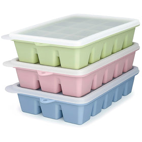 ARTLEO upgraded silicone ice trays with lid for spill-free freezing