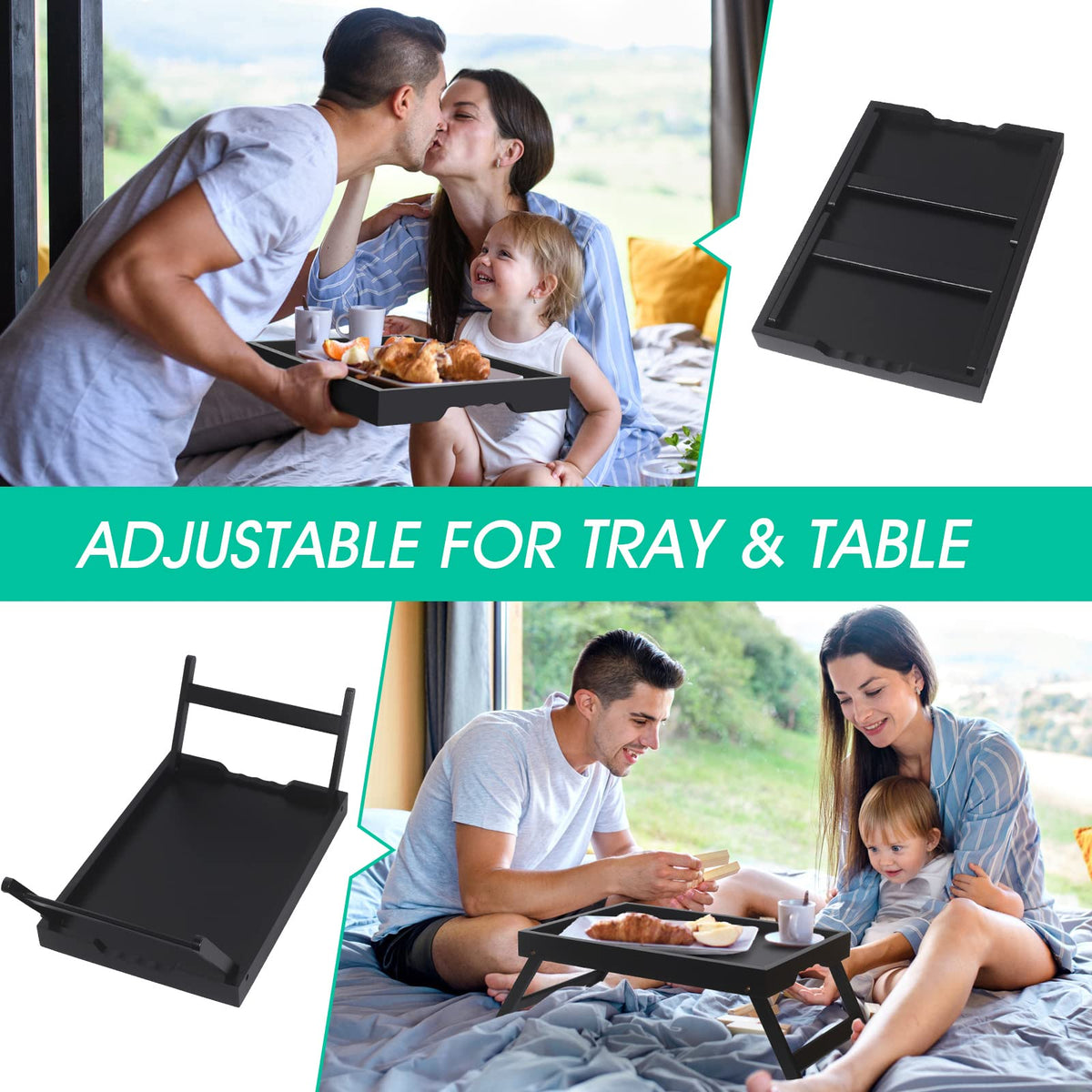 Artmeer bed tray in use for breakfast in bed and snacks.