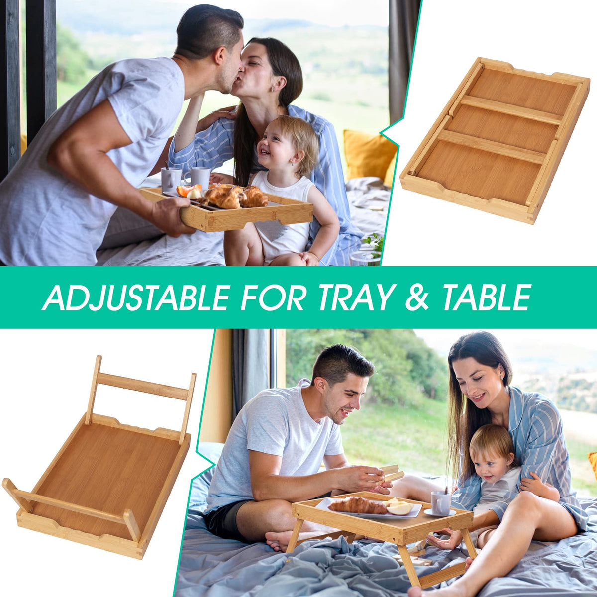 Artmeer compact bed tray closed for neat storage.
