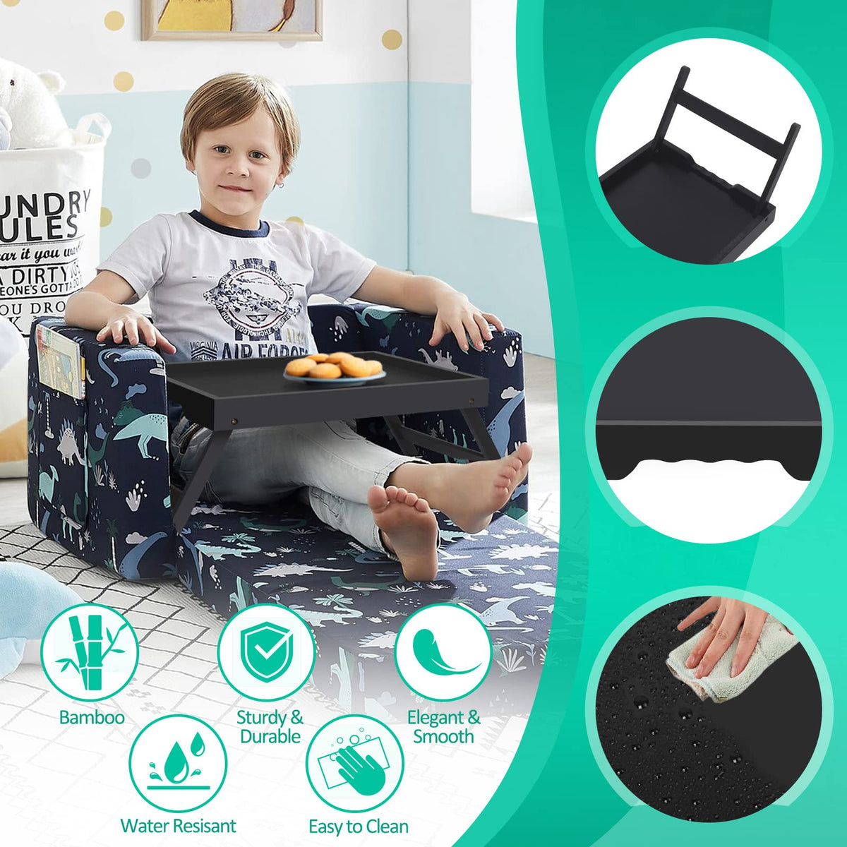 Artmeer tray shows ergonomic handles for easy carrying and repositioning.