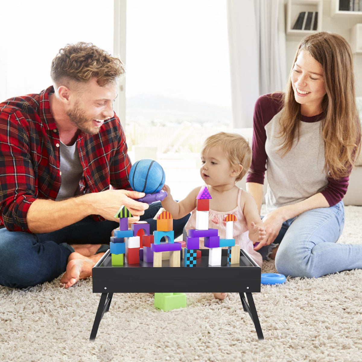 Artmeer bed tray table adjustable-height system adapts to different heights.