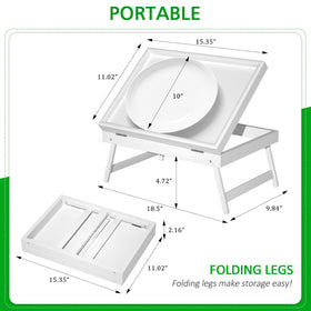 Artmeer Bed Tray Table with folding legs closed, compact for easy storage.