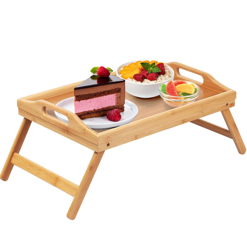 Artmeer bed tray table with folding legs and handles for sofa breakfasts.