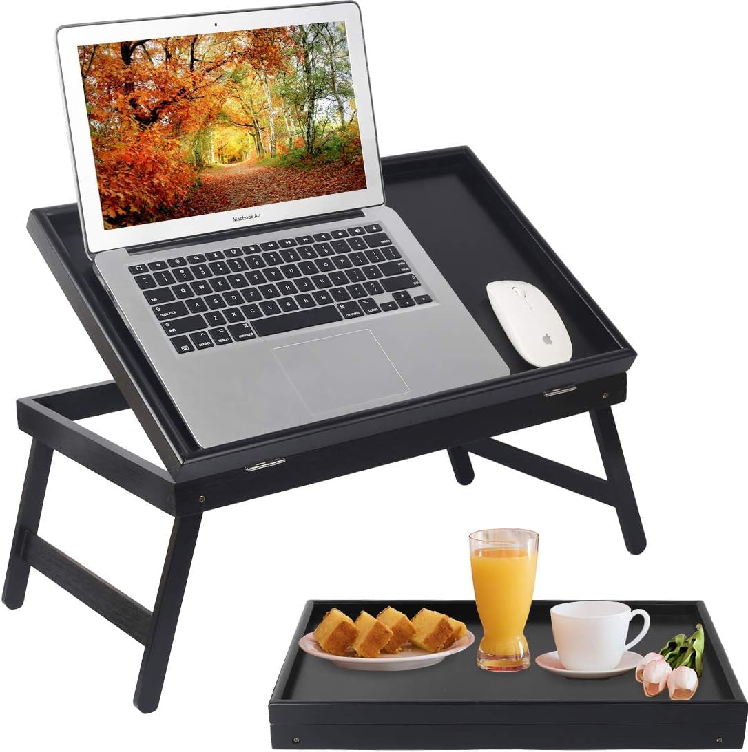 Artmeer bed tray table in bed used as lap desk for meals.
