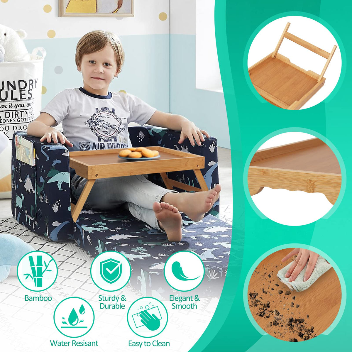 Artmeer bed tray opened to 20.5 by 9.3 inch workspace