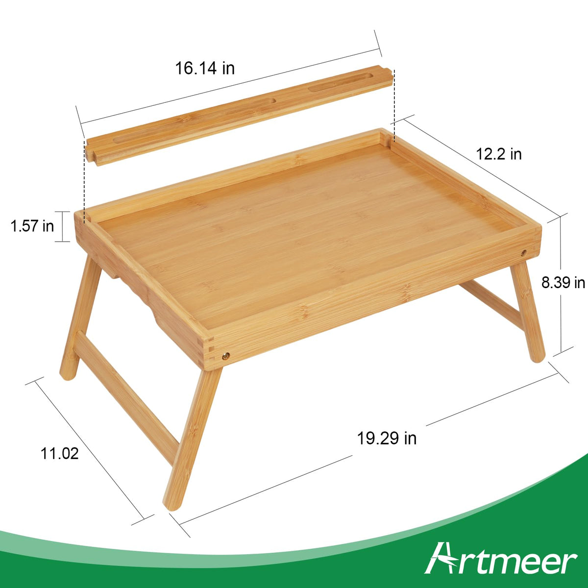 Artmeer foldable bamboo tray designed for compact storage when not in use.