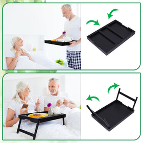 Artmeer folding legs bamboo tray demonstrates portable, space-saving design for anywhere.