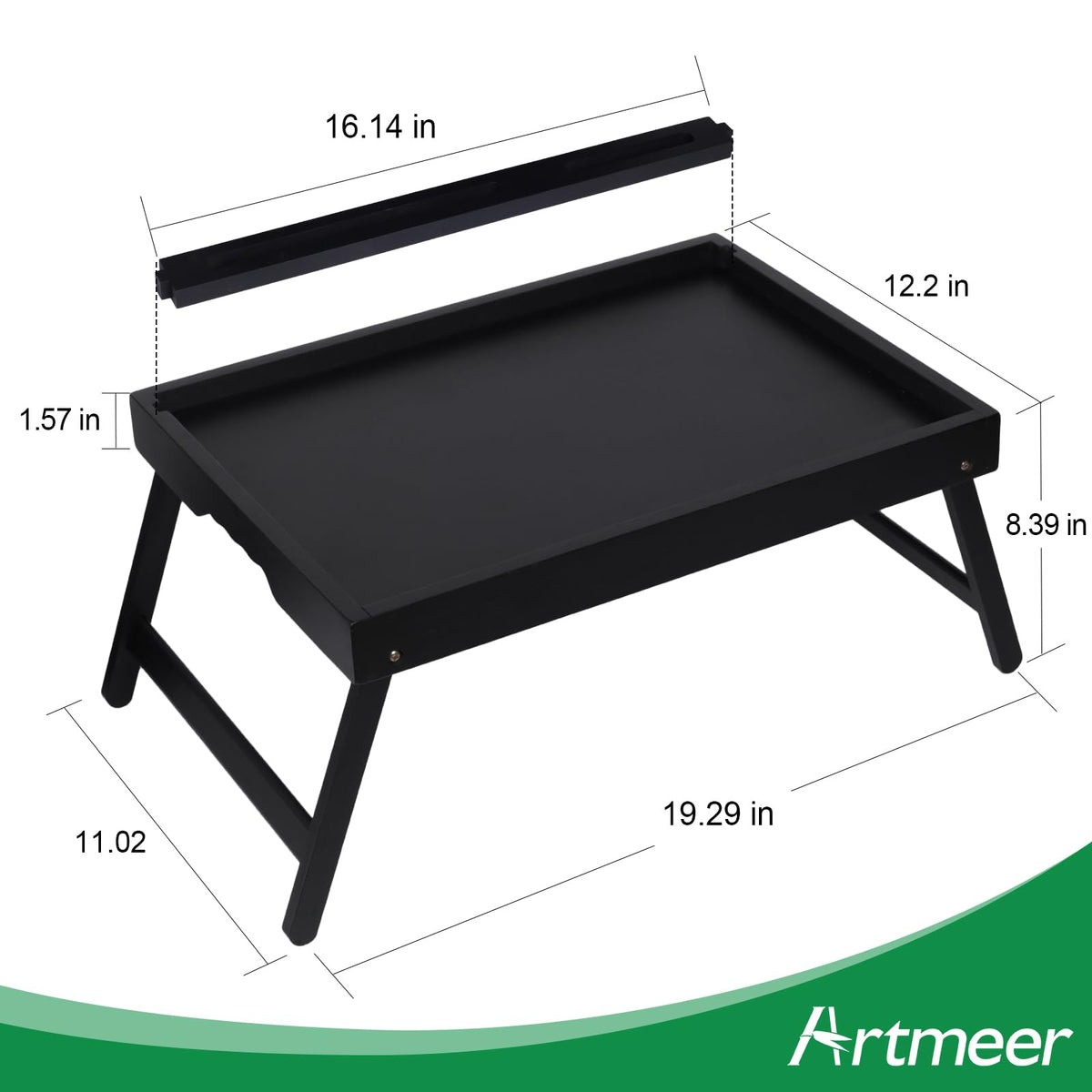 Artmeer serving platter tray in black for meals and drinks.
