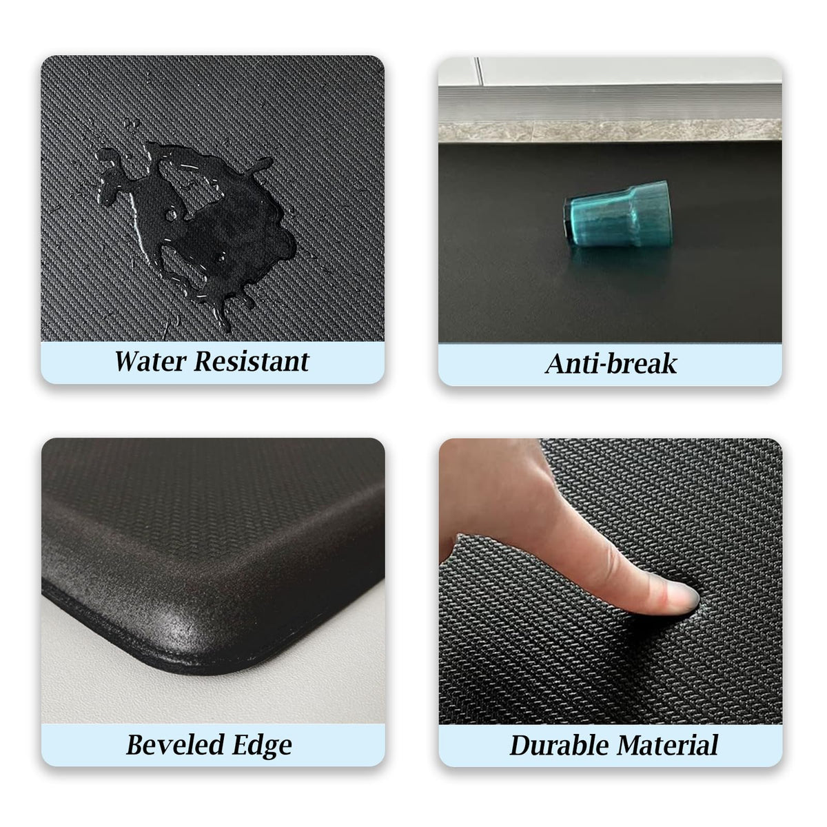 Artnice waterproof kitchen rug resists spills and cleans easily.