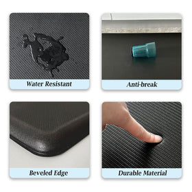 Artnice waterproof kitchen rug resists spills and cleans easily.