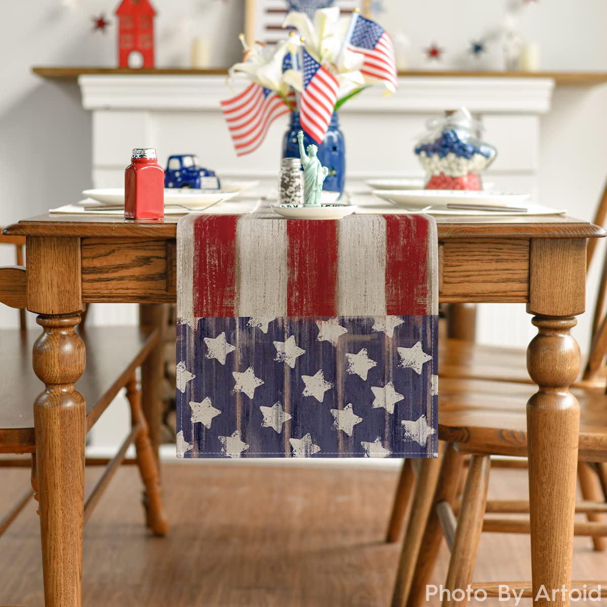 Artoid Mode 13x72 table runner on dining table for holiday gatherings.
