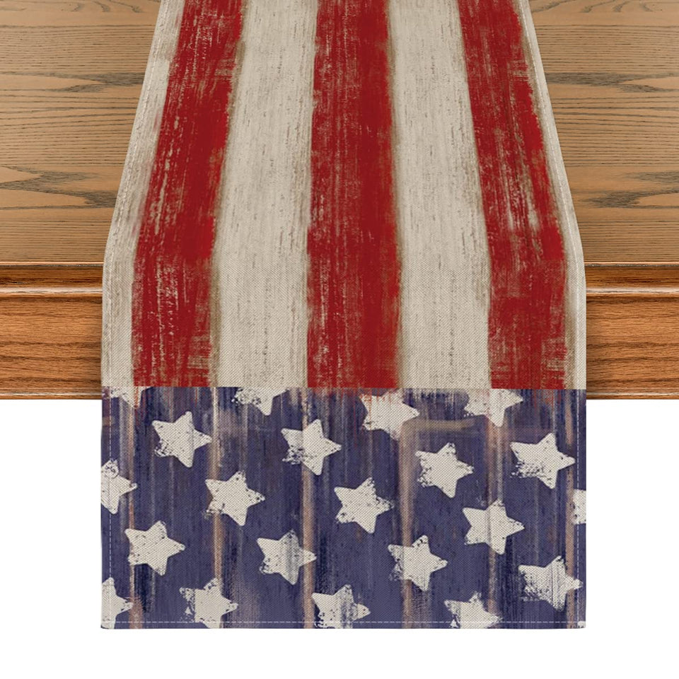 Artoid Mode American Flag table runner with patriotic pattern for festive dining.