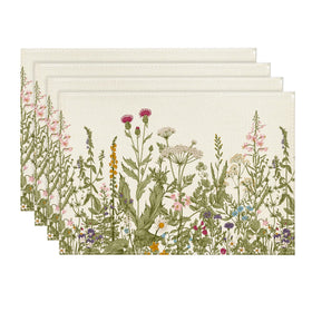 Artoid Mode antique herbs and wildflowers placemats set 4 for seasonal table decoration.