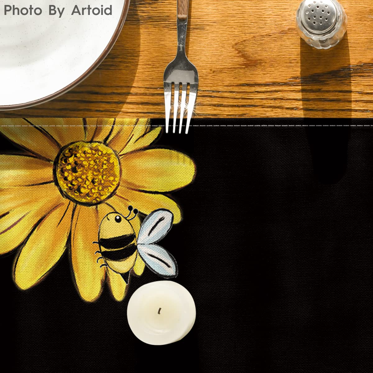 Artoid Mode bee-sunflower kitchen-ready runner complements modern home
