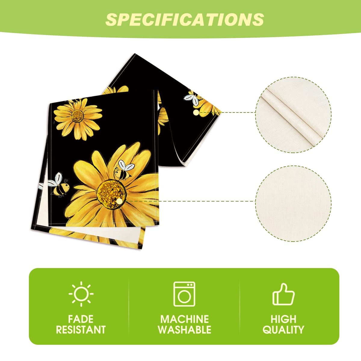 Artoid Mode bee-sunflower pattern closeup highlights color and texture