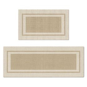Artoid Mode beige kitchen mat 17x29, top view, absorbent surface catches spills
