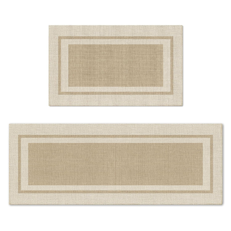 Artoid Mode beige kitchen mat 17x29, top view, absorbent surface catches spills