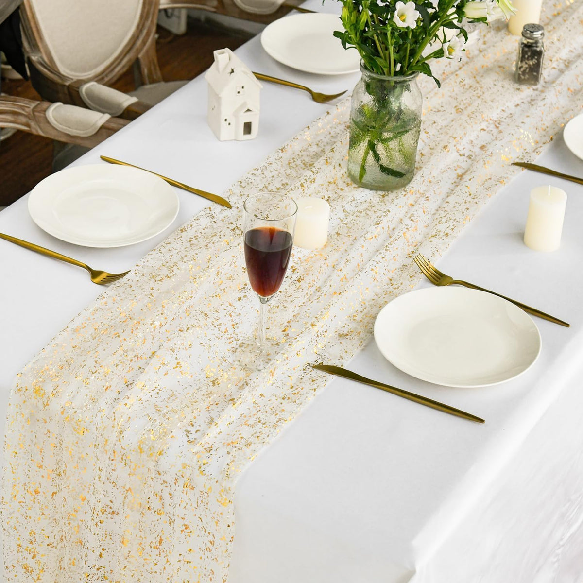 Artoid Mode beige-gold table runner pack-10 for coordinated multi-table layouts