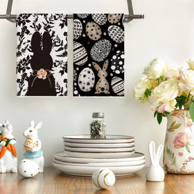 Artoid Mode 18x26 inch towels with bunny eggs motif, absorbent for kitchen cleanup.