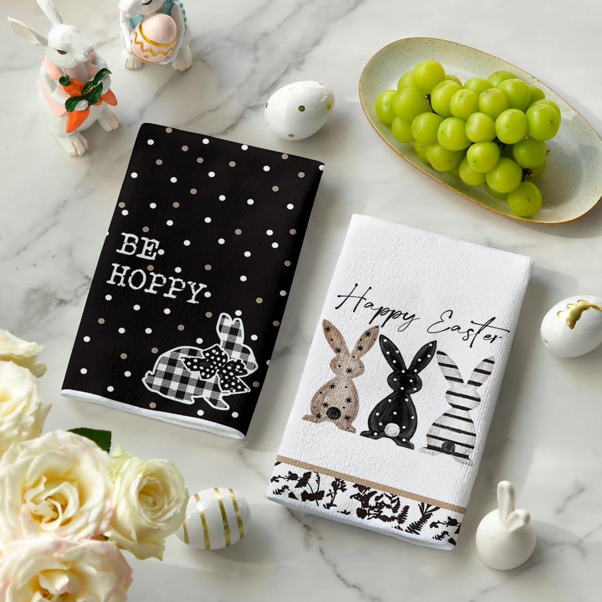 Artoid Mode Easter towels feature floral leaves design, soft texture for cookware care.