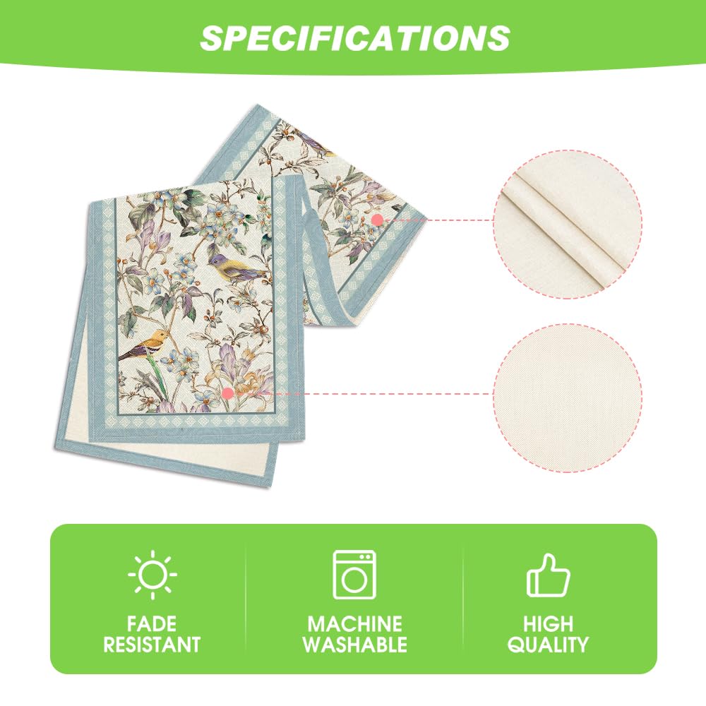 Artoid Mode Blue Birds Flowers Blossom adds vibrant spring color to tables