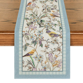 Artoid Mode Blue Birds Flowers Blossom runner cleans easily after gatherings
