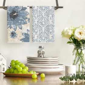 Artoid Mode blue floral leaves towels close-up showing soft durable fibers