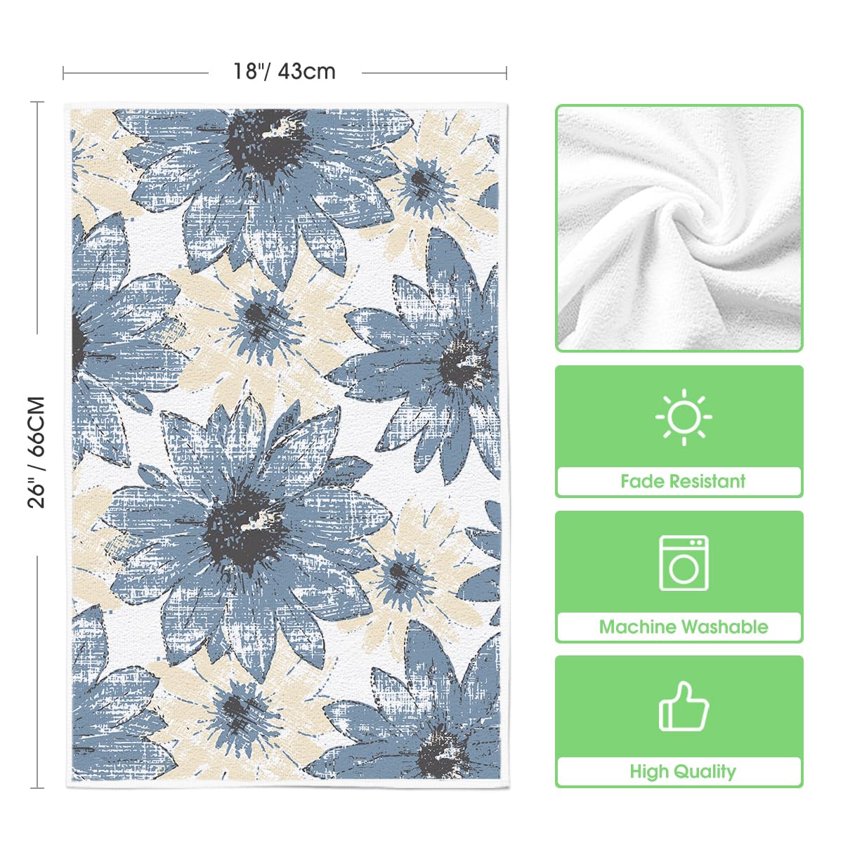 Artoid Mode blue floral leaves towels suited for seasonal cleaning tasks