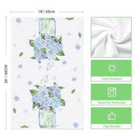 Artoid Mode Blue Hydrangea Motto towel, 18x26 inches, suitable for large dishes and racks.