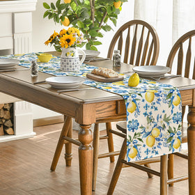 Artoid Mode blue lemon iris table runner fits 13x72 inch mid-sized tables