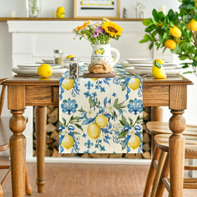Artoid Mode blue lemon iris table runner brightens casual family meals