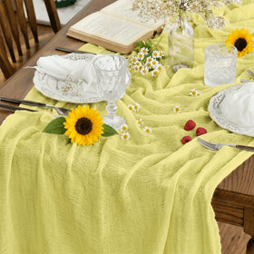Artoid Mode boho light yellow table runner for weddings and celebrations