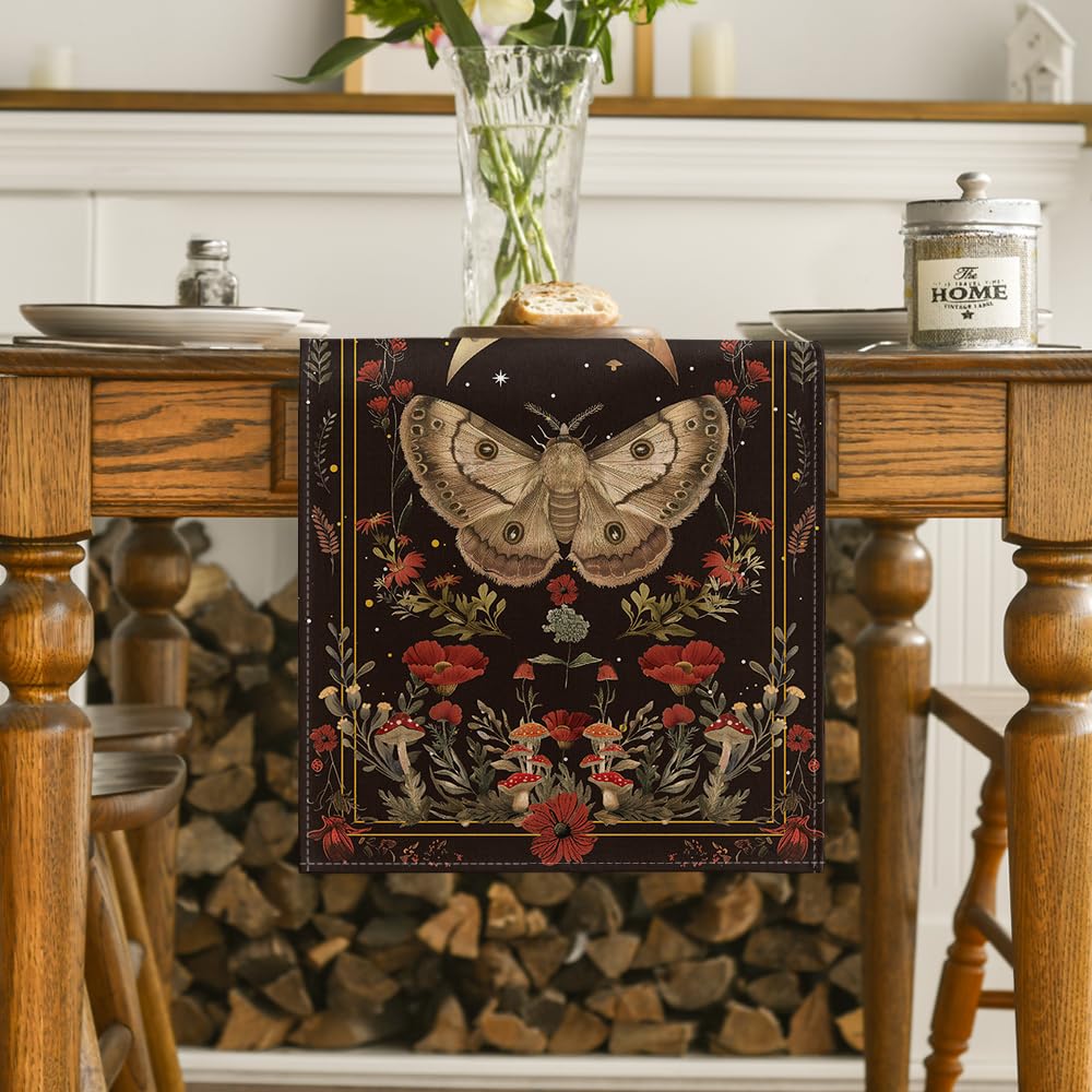 Artoid Mode bright-pattern table runner adds vibrant color to table settings.