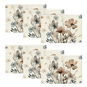 Artoid Mode brown poppy floral leaves placemat enhances summer dining and protects surfaces.
