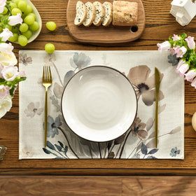 Artoid Mode placemat with brown poppy leaves ideal for outdoor entertaining and easy cleanup.