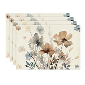 Artoid Mode brown-poppy floral leaves placemat protects surfaces with vibrant color.