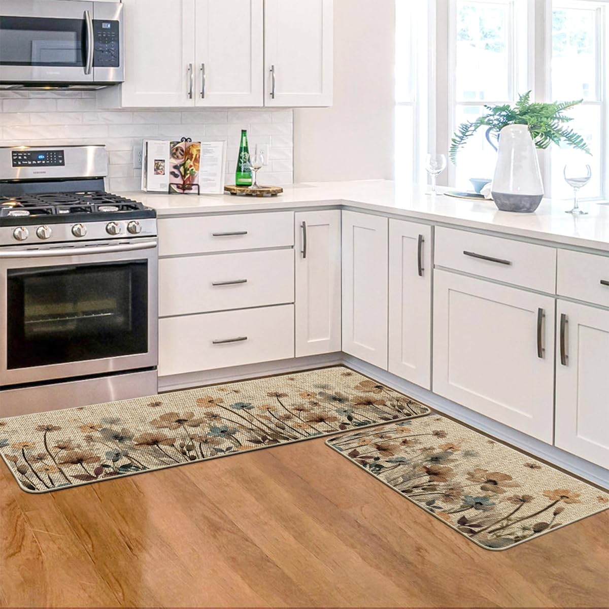 Artoid Mode entryway setup with Brown Poppy leaves mat adds spring charm.