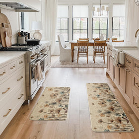 Artoid Mode Brown Poppy leaves kitchen mat 17x47 provides extended protection in wider areas.