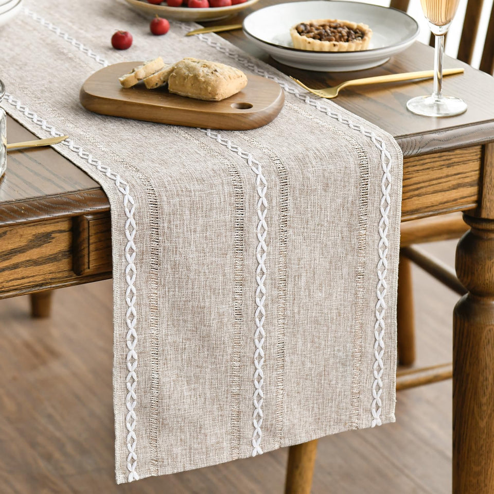 Artoid Mode brown rustic table runner highlighting durable surface protection