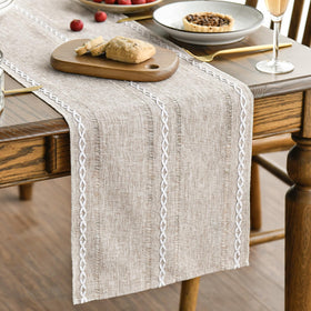 Artoid Mode brown rustic table runner with embroidery for festive tables