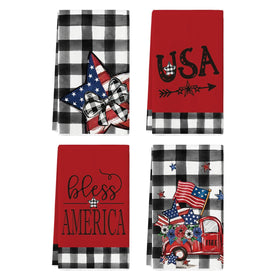 Artoid Mode buffalo plaid USA stars towels dry dishes with soft absorbent feel.