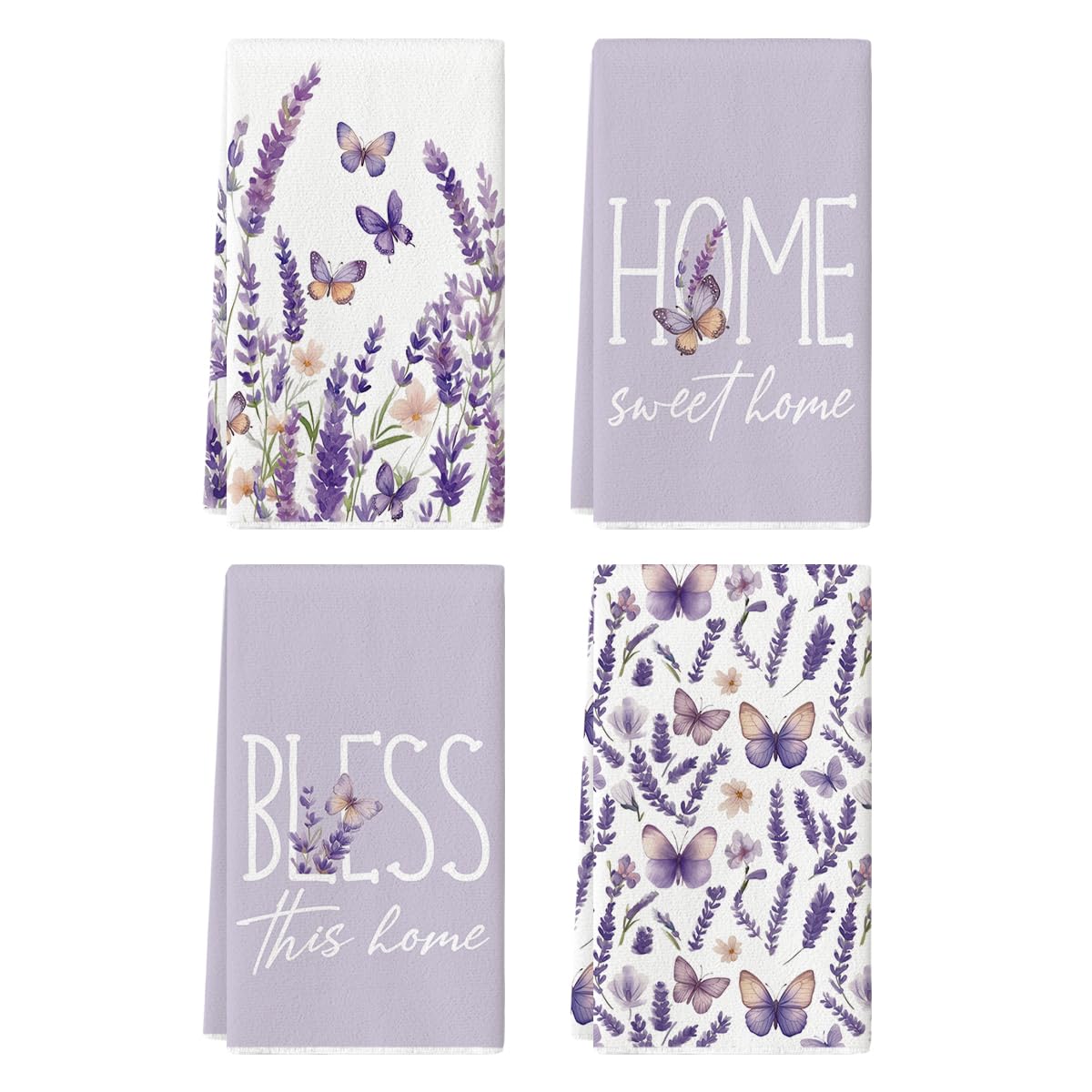 Artoid Mode Butterfly Lavender dish towel closeup showing soft fibers for delicate cookware