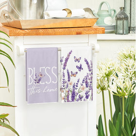 Artoid Mode Butterfly Lavender towel on table setting adds charm