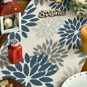 Artoid Mode Dahlia Aqua sunlit dining scene highlights easy care fabric