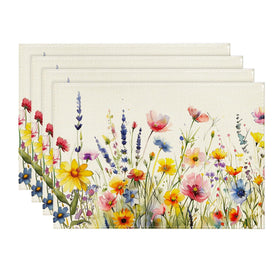 Artoid Mode daisy lavender placemat with floral leaves elevates spring table decor.
