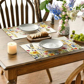 Artoid Mode daisy lavender placemat adds colorful leaves to everyday dining.